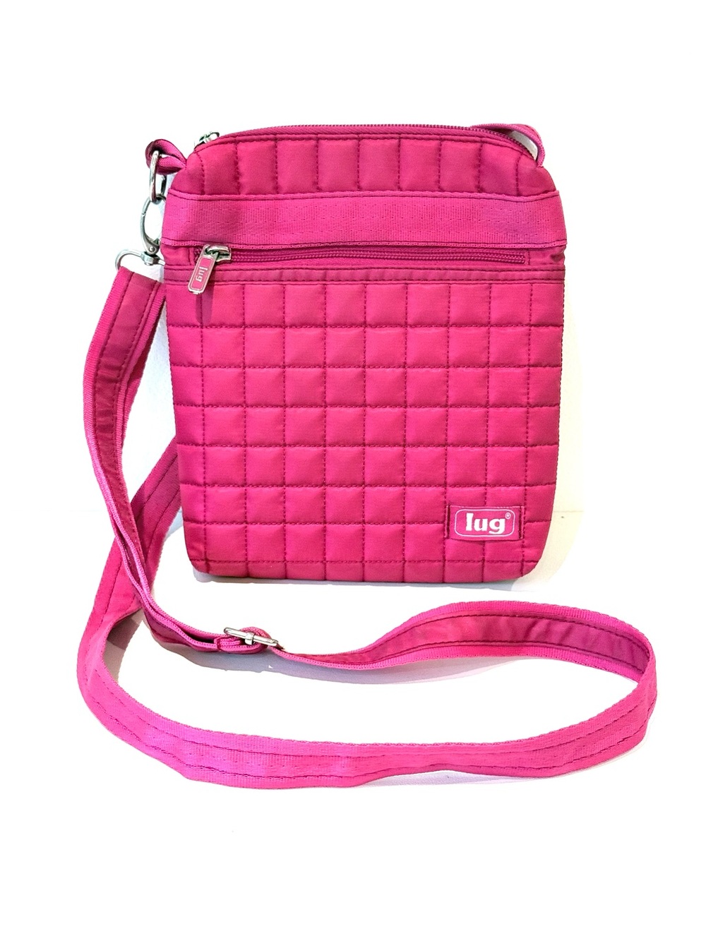 Lug Quilted Zipper Crossbody Shoulder Travel Bag Pink Purse